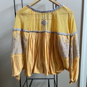Free People Yellow and purple boho top